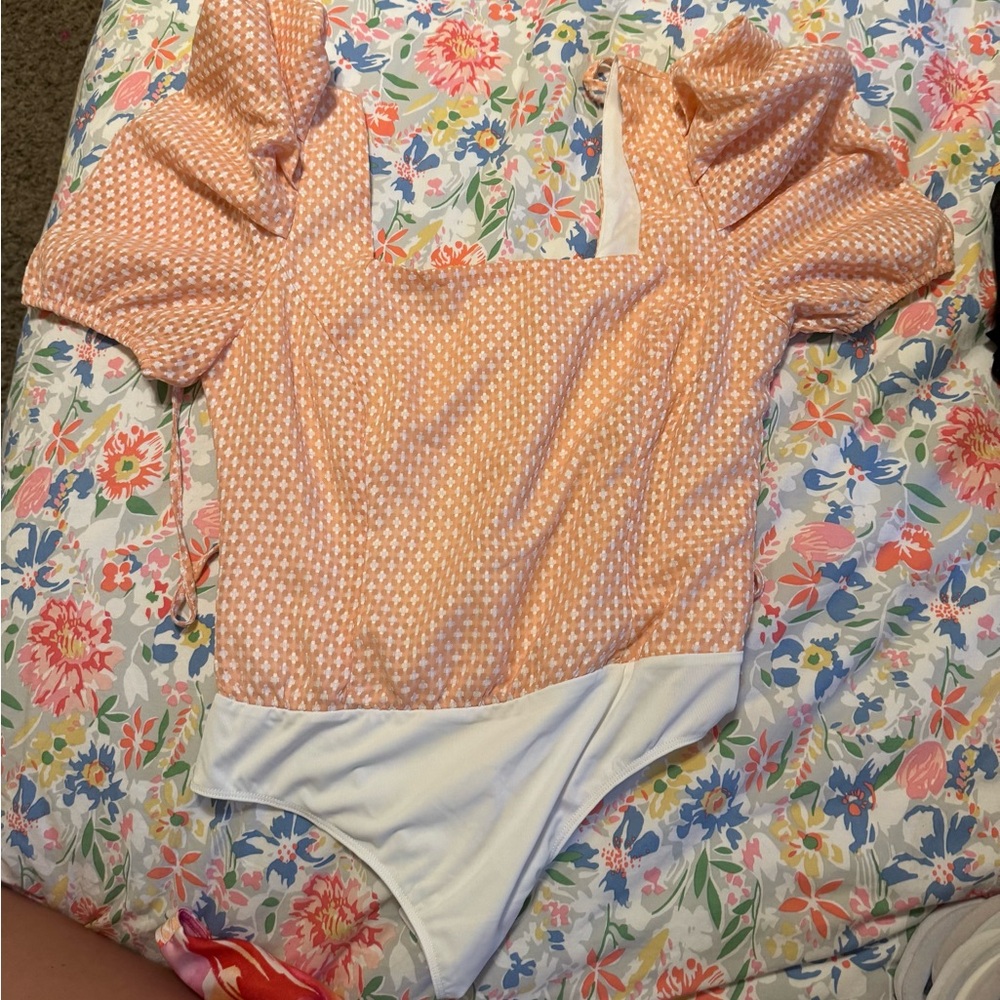 TCEC Floral Orange and White Bodysuit